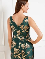 Metallic Floral Jacquard Peplum Top