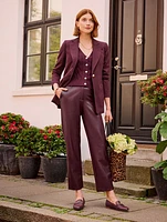 Faux Leather Straight Ankle Pants