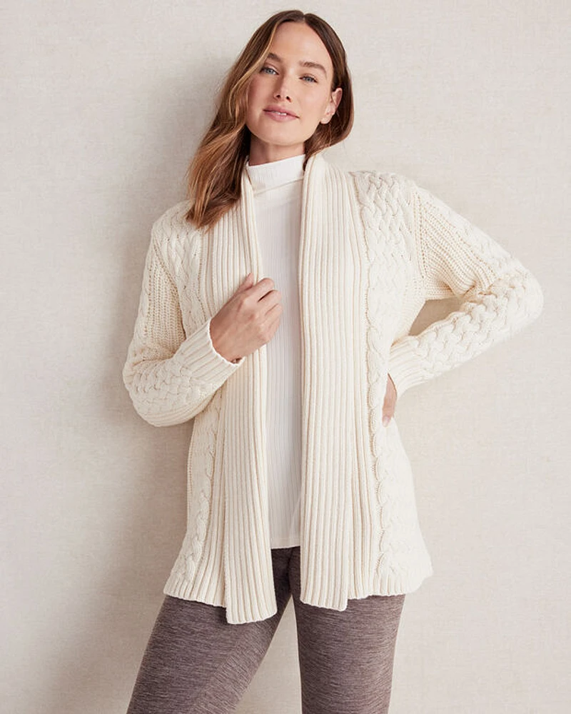 Cable Knit Flyaway Cardigan