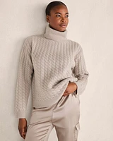 Cashmere Cable Knit Turtleneck Sweater