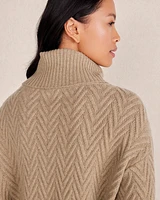 Merino Cashmere Chevron Turtleneck Sweater