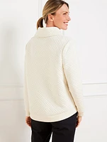 Quilted Cowl-Neck Pullover