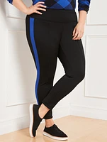 Fleece Back Leggings - Side Stripe