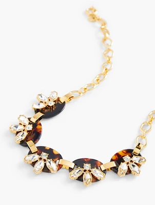 Crystal Tortoiseshell Link Necklace 