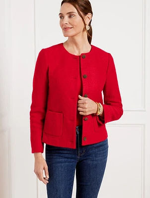 Berkshire Wool Blend Crop Jacket - Red Pop