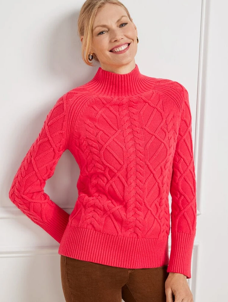 Cable Knit Funnel Neck Sweater