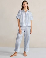 Organic Cotton Poplin Vintage Stripe Pajama Pants