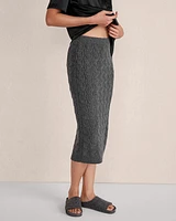 Organic Cotton Blend Cable Knit Midi Skirt