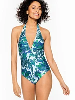 Aqua Club Halter One-Piece Swimsuit - Bali Blooms