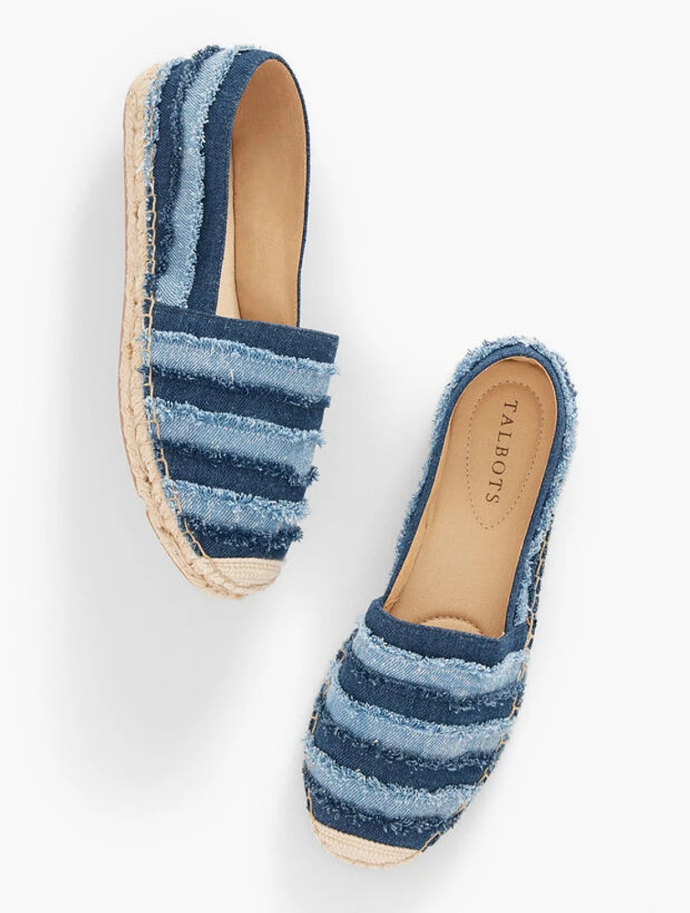 Izzy Fringe Espadrille Flats - Denim