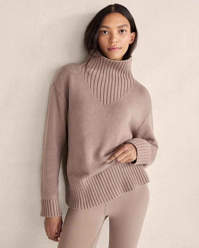 V-Rib Mockneck Sweater