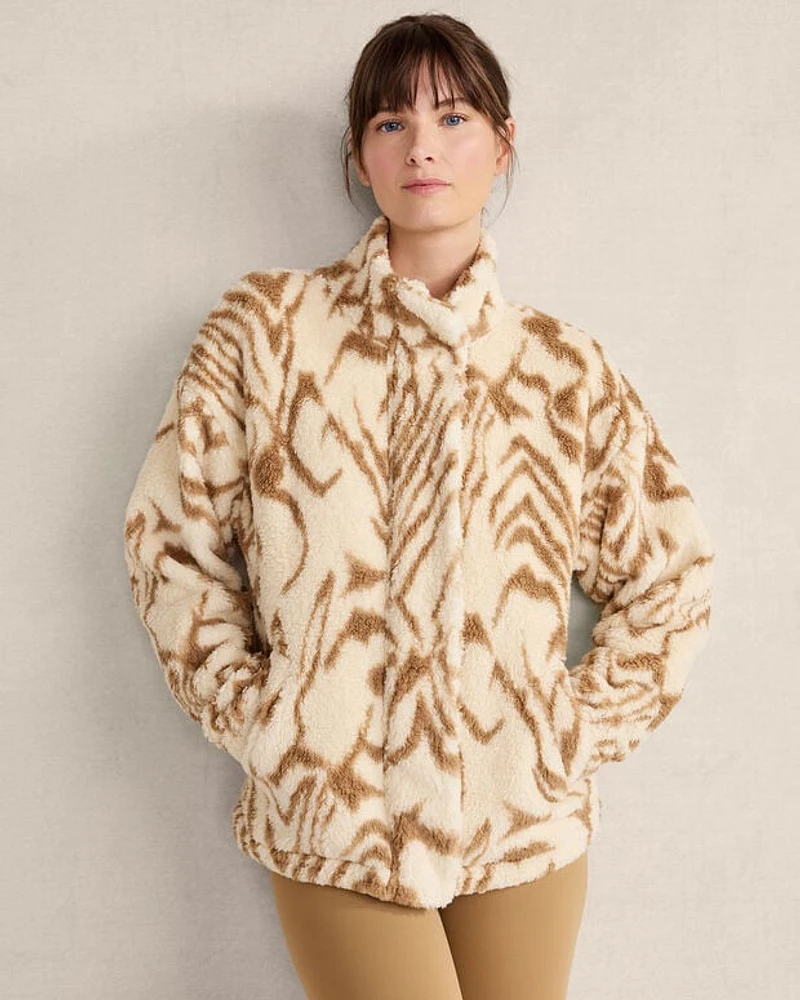 Sherpa Faux Bois Print Jacket