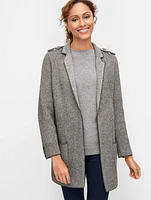 Bird's-Eye Jacquard Notch Collar Cardigan