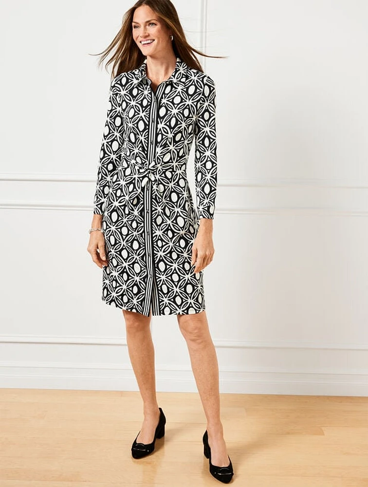 Circular Geo Effortless Jersey Twist Shirtdress