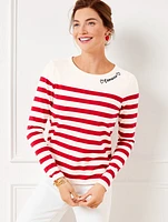 Embroidered Tee - Amour Stripe