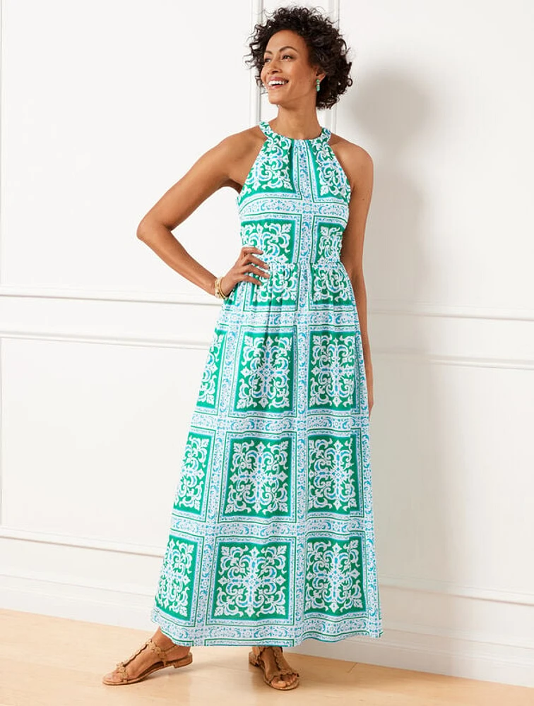 Halter Maxi Dress - Medallion Tiles