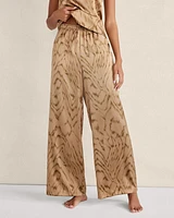 Washable Silk Faux Bois Print Pajama Pants