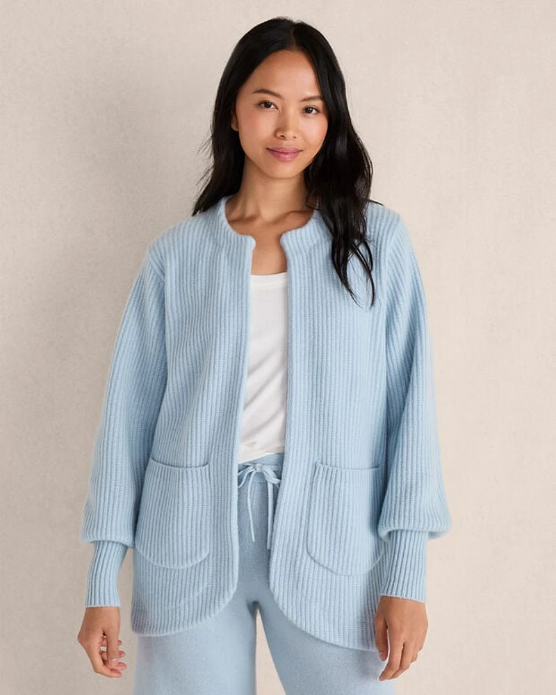 Cashmere Shaker Stitch Flyaway Cardigan