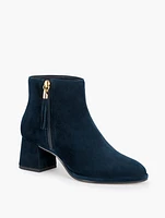 Maud Suede Tassel Block Heel Booties