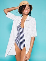 Cabana Life® Crossover One Piece - Nautical Stripe