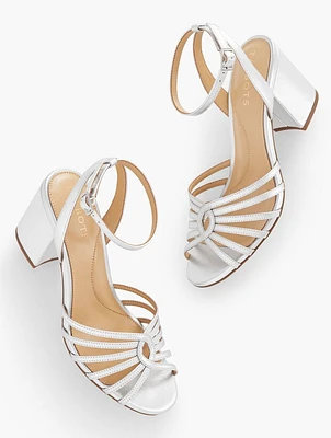 Beatrice Twist Leather Sandals - Metallic