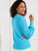 Balloon Sleeve Cable Knit Sweater