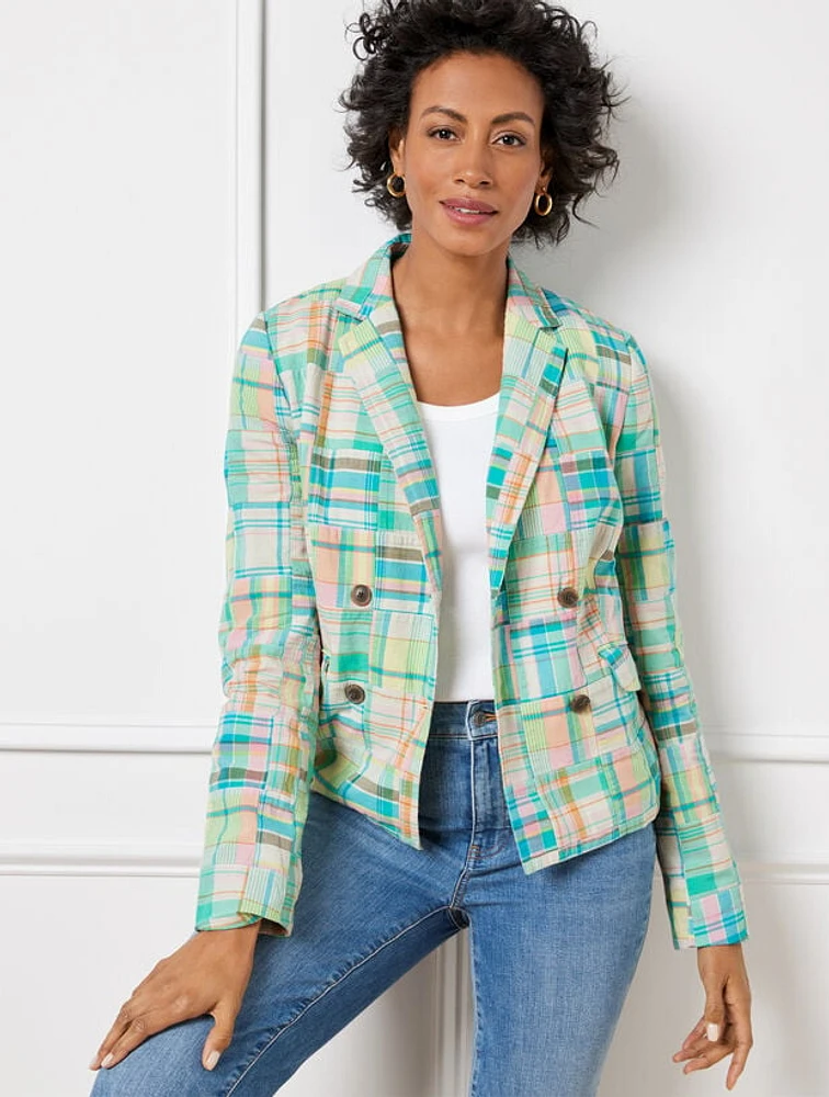 Double Breasted Madras Blazer