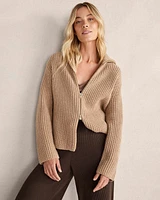 Merino Cashmere Double-Zip Cardigan