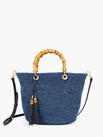 Bamboo Handle Straw Tote