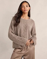 Cashmere Cable Knit Crewneck Sweater