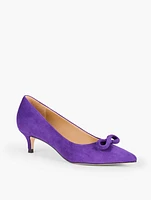 Sylvie Bow Kitten Heel Suede Pumps