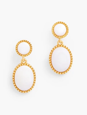 Bezel Set Mother Of Pearl Drop Earrings