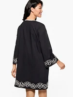 Aqua Club Embroidered Shell Caftan Cover-Up