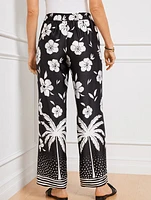 Tie Waist Wide Leg Pants - Palm Beach Border