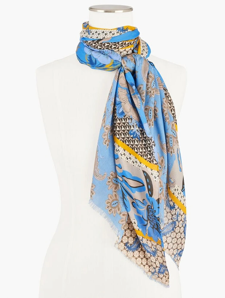 Floral Geo Patchwork Oblong Scarf