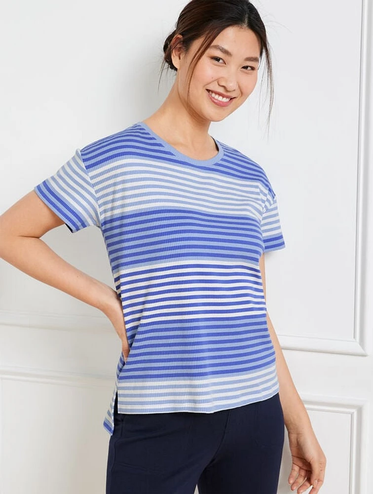 Drop Shoulder Boxy Tee - Multi Stripe