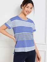 Drop Shoulder Boxy Tee - Multi Stripe