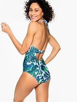 Aqua Club Halter One-Piece Swimsuit - Bali Blooms