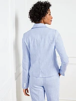 Linen Blend Blazer - Sunset Stripe