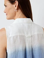 Sleeveless Side Button Linen Popover - Dip Dye