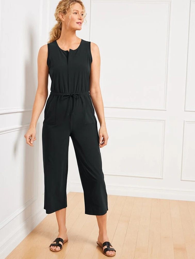 Lightweight Woven Stretch Wide Leg Jumpsuit