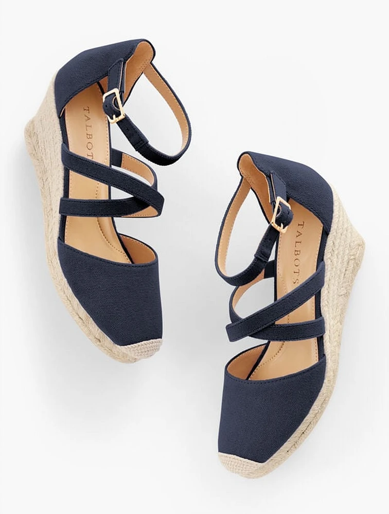 Lyndsay Strappy Canvas Espadrille Wedges