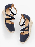 Lyndsay Strappy Canvas Espadrille Wedges