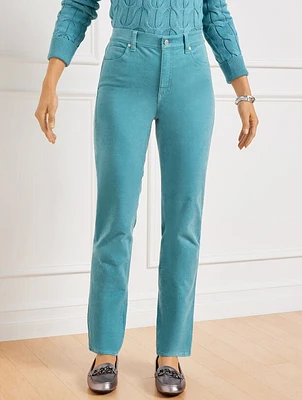 Stretch Corduroy Straight Leg Pants - Solids Curvy Fit