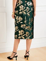 Metallic Floral Jacquard Pencil Skirt