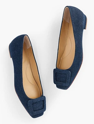 Sutton Buckle Flats - Denim