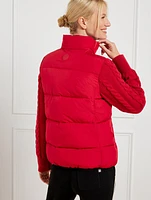 Cable Knit Sleeve Puffer Jacket