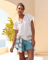 Organic Cotton Gauze Curved Hem Shorts