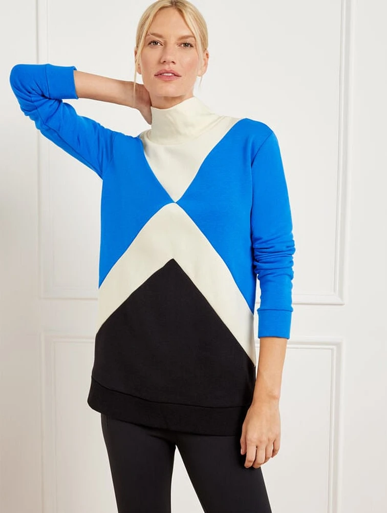 French Terry Colorblock Mockneck Pullover