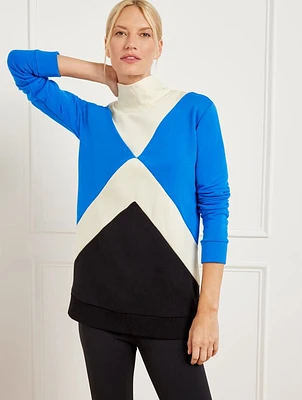 French Terry Colorblock Mockneck Pullover